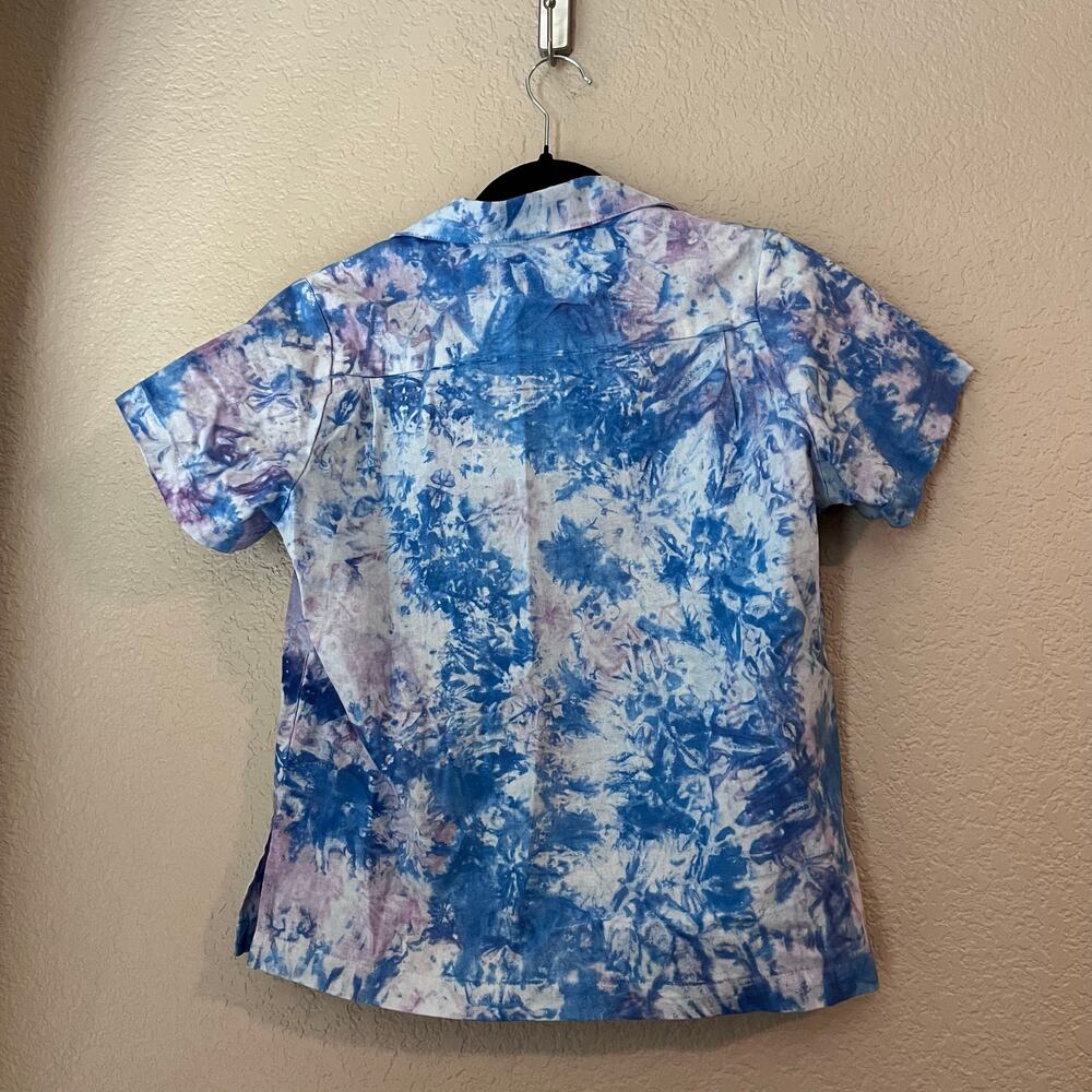 Big Bud Press Women’s Pantry Button Up Tie Dye Collared Shirt Size P Blue Purple - Picture 5 of 9